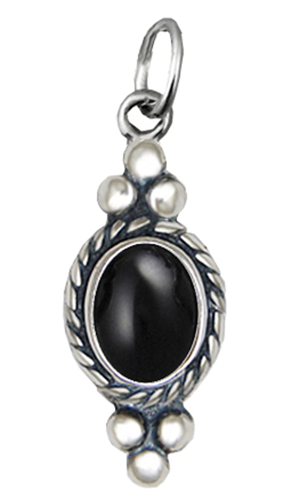 Sterling Silver Little Black Onyx Pendant Necklace